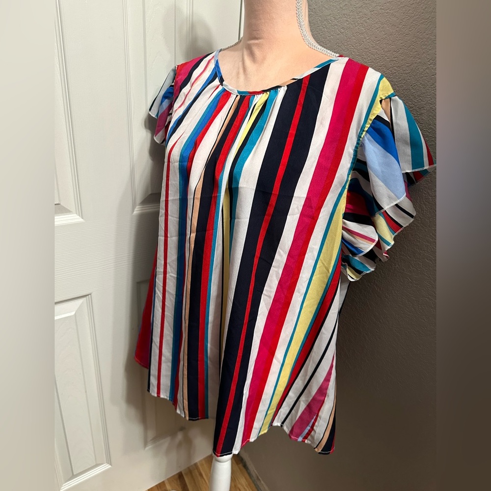 Rainbow Ruffle Sleeve Top